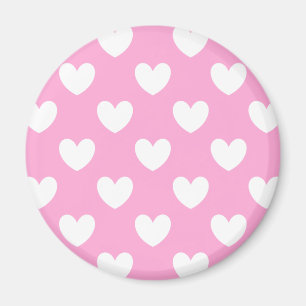 Aimant Coeurs de polka blanc sur Cotton Candy rose