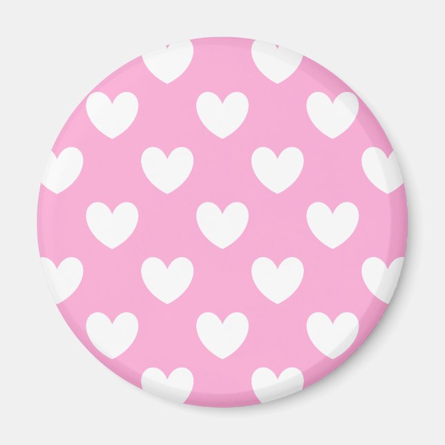 Aimant Coeurs de polka blanc sur Cotton Candy rose (Devant)