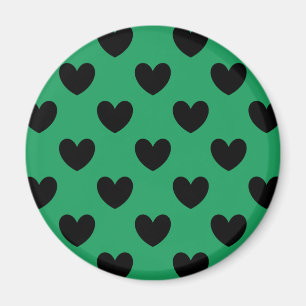 Aimant Coeurs de polka noir sur Kelly green