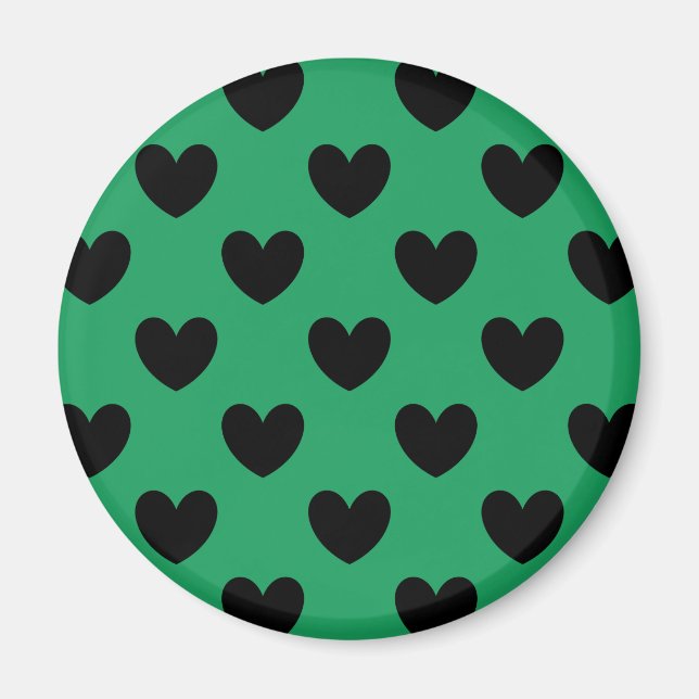 Aimant Coeurs de polka noir sur Kelly green (Devant)