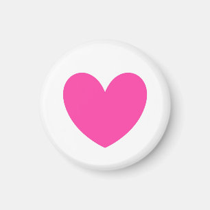 Aimant Coeurs de polka rose Fuchsia sur blanc