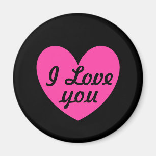 Aimant Coeurs de polka rose Fuchsia sur noir