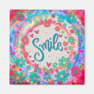 Aimant Coeurs de sourire Joli Floral Colorful Inspirivity