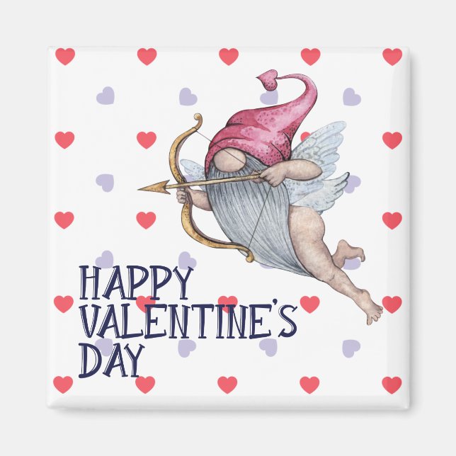 Aimant Coeurs Drôle Valentine Cupid Gnome (Devant)