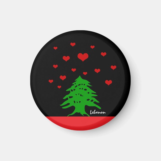 Aimant Coeurs du Liban & drapeau libanais mode / Amour (Devant)