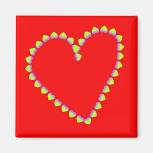 Aimant Coeurs en forme de coeur sur rouge