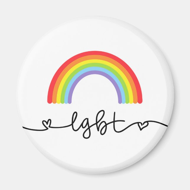 Aimant Coeurs et arcs-en-ciel LGBT (Devant)