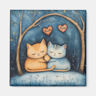 Aimant Coeurs et purres Soulmates Feline Art illustré