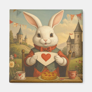 Aimant Cœurs Fantaisistes de Lapin Blanc Enchantant le Pa