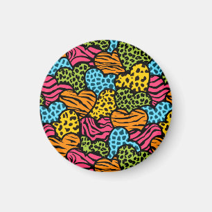 Aimant Coeurs motifs d'animaux colorés