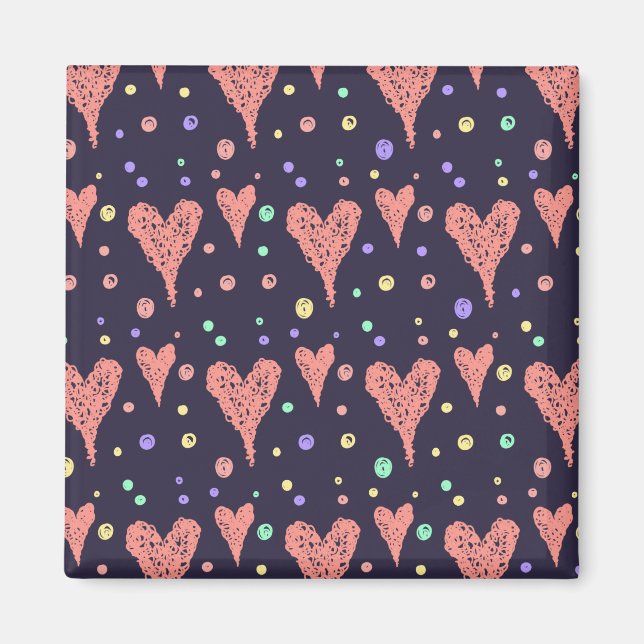 Aimant Coeurs motifs Fille colorée Moderne Cute (Devant)