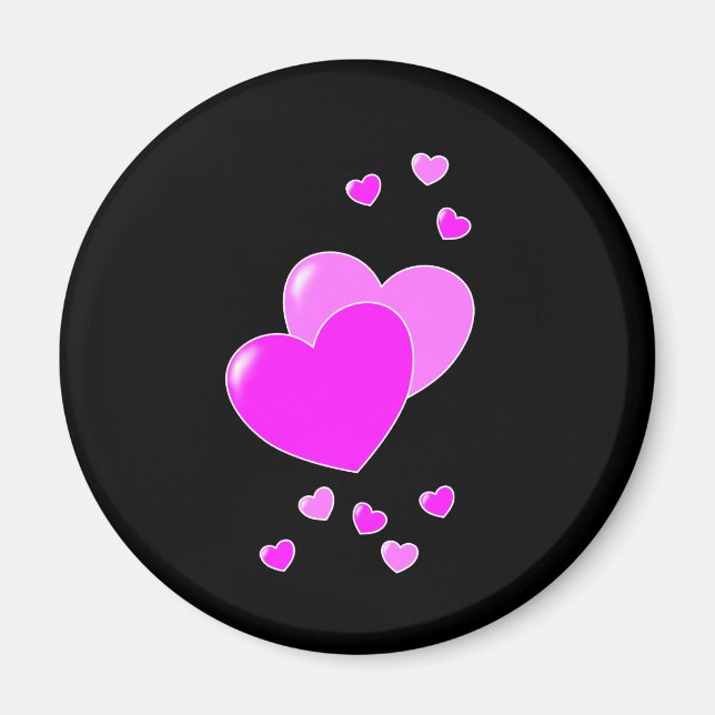 Aimant Coeurs Noir Et Rose (Devant)