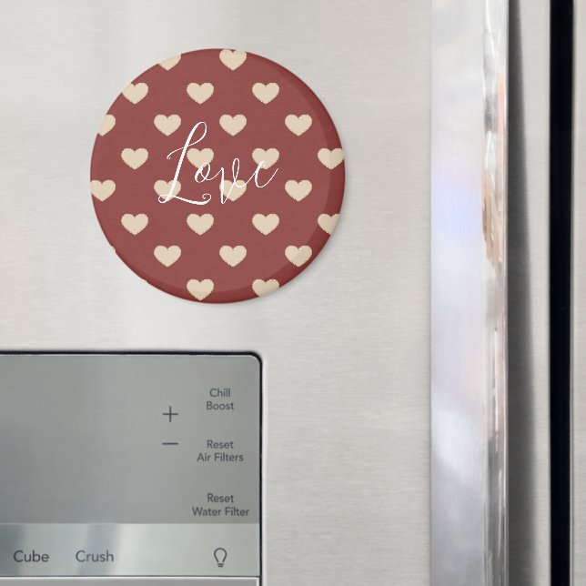 Aimant Cœurs Pailletés Crème Rouge Or Saint-Valentin (In situ (réfrigérateur))