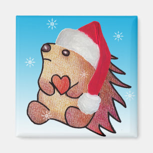 Aimant Coeurs Père Noël de hérisson