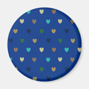 Aimant Cœurs polka aux tons de bleu paon