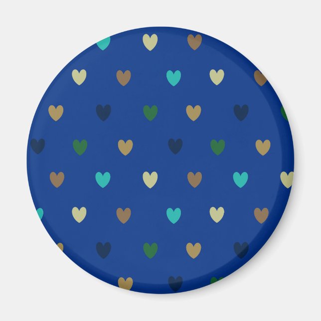 Aimant Cœurs polka aux tons de bleu paon (Devant)