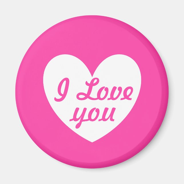 Aimant Coeurs polka blanc sur rose fuchsia (Devant)