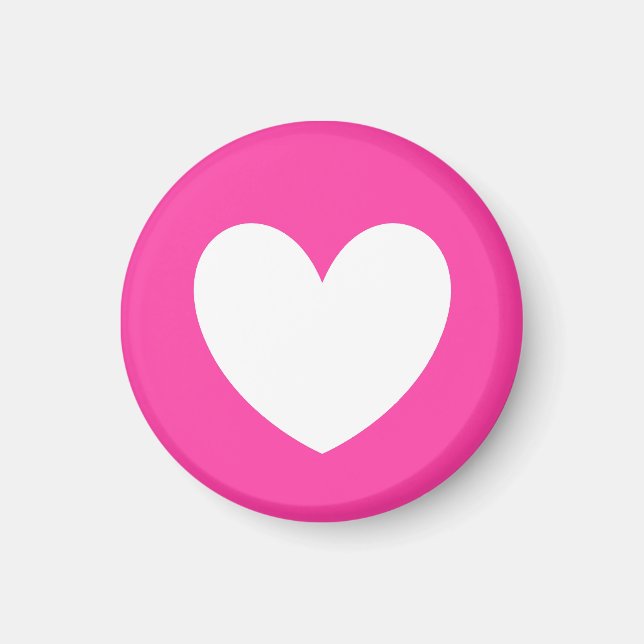 Aimant Coeurs polka blanc sur rose fuchsia (Devant)