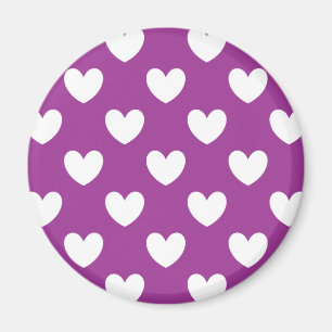 Aimant Coeurs polka blanc sur violet