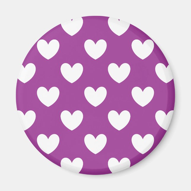 Aimant Coeurs polka blanc sur violet (Devant)