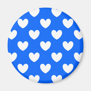 Aimant Coeurs polka blancs sur bleu