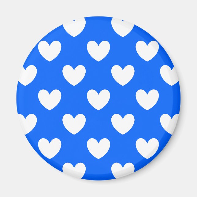 Aimant Coeurs polka blancs sur bleu (Devant)
