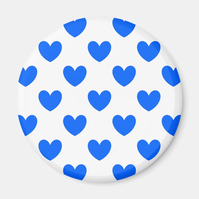 Aimant Coeurs polka bleu sur blanc (Devant)