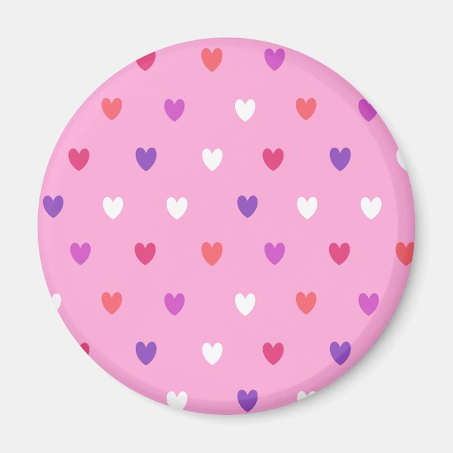 Aimant Coeurs polka rose (Devant)