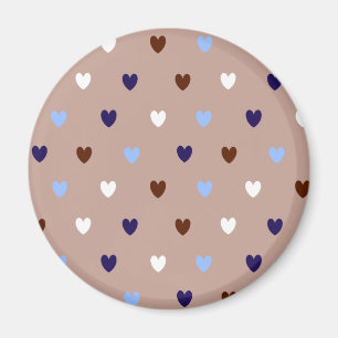 Aimant Coeurs Polka sur brun pâle