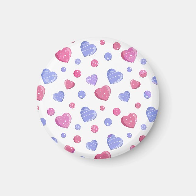 Aimant Coeurs roses et bleus sur un arrière - plan blanc. (Devant)