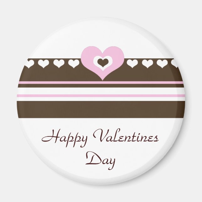 Aimant Cœurs roses et chocolat pour la Saint-Valentin (Devant)