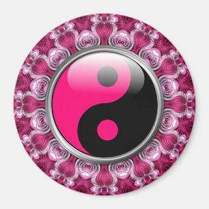 Aimant coeurs roses Yin Yang
