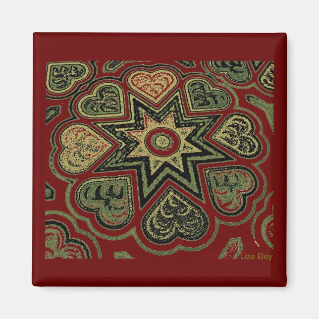 Aimant 'Coeurs Rustiques' (Devant)