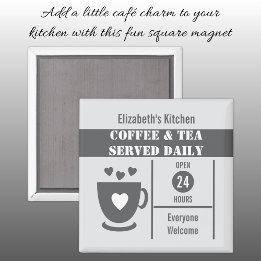 Aimant Coffee lovers custom name white grey