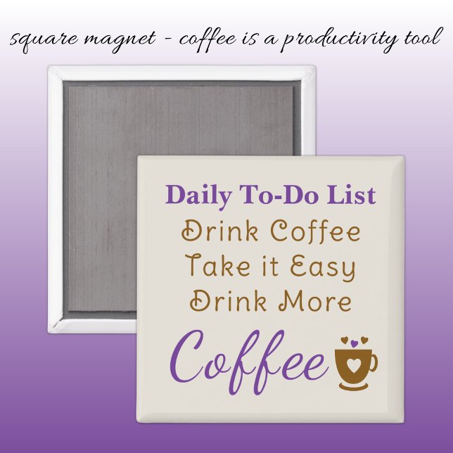 Aimant Coffee lovers to do list brown purple (Créateur téléchargé)