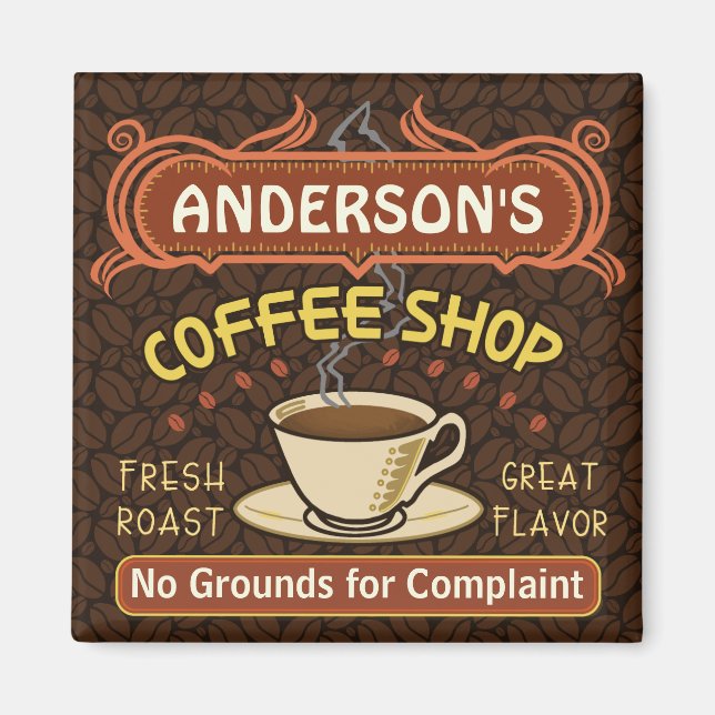 Aimant Coffee shop with Mug Create Your Own Personalized (Devant)