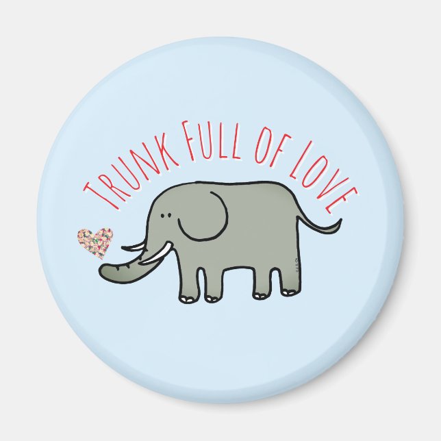Aimant Coffre plein d'amour Douce éléphant doodle (Devant)