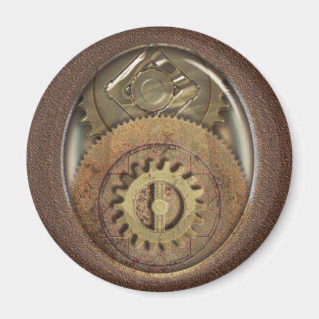Aimant Cogs vintages Steampunk Round (Devant)