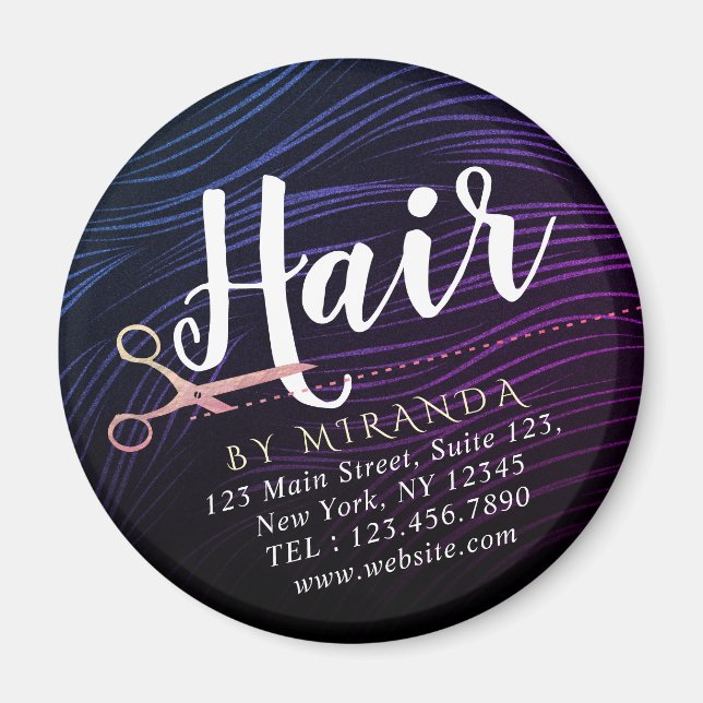 Aimant Coiffeur Coiffeuse Ciseaux Rose Gold Beauté (Devant)