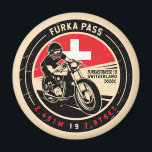 Aimant Col Furka | Suisse | Motorcycle<br><div class="desc">Le col de Furka fait dans un emblème vintage et en détresse. Il s'agit d'un fameux col de montagne situé le long des Alpes en Suisse.</div>