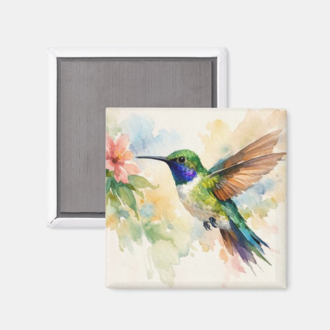 Aimant Colibri aquarelle (Recto/Verso)