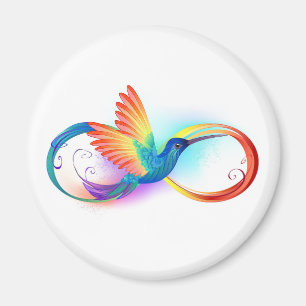 Aimant Colibri arc-en-ciel avec symbole Infinity
