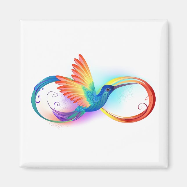 Aimant Colibri arc-en-ciel avec symbole Infinity (Devant)
