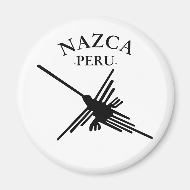 Aimant Colibri de Nazca Pérou avec texte courbe (Devant)