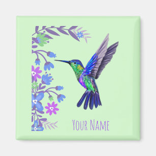 Aimant Colibri Design Fleurs Botaniques Amateurs d'oiseau
