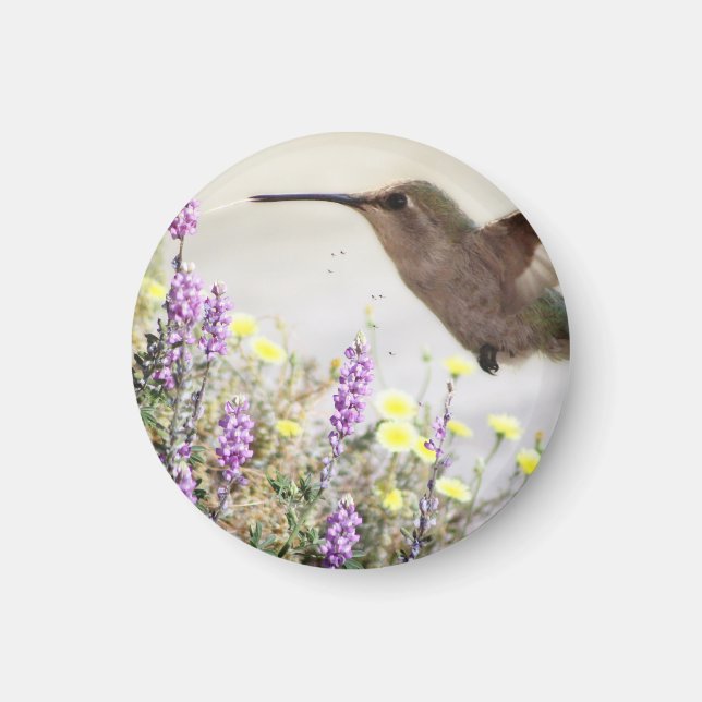 Aimant Colibri et Art numérique Fleur sauvage (Devant)
