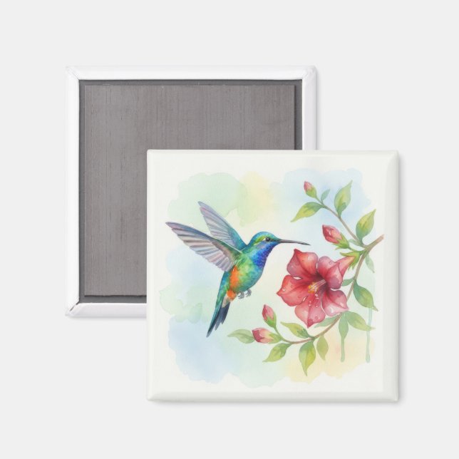 Aimant Colibri minuscule à l'aquarelle (Recto/Verso)