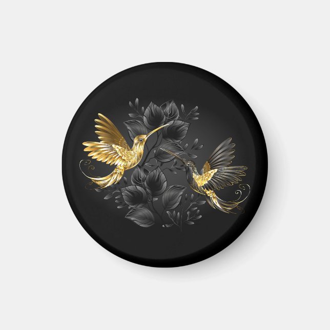 Aimant Colibri noir et or (Devant)