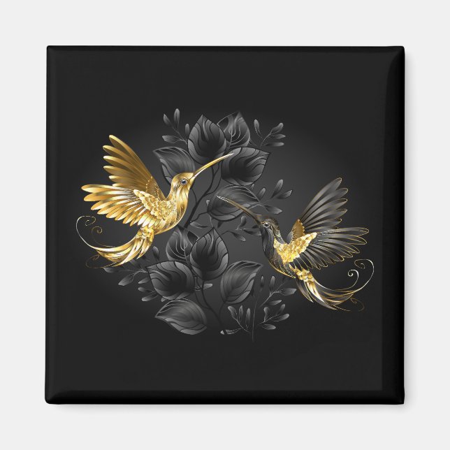 Aimant Colibri noir et or (Devant)