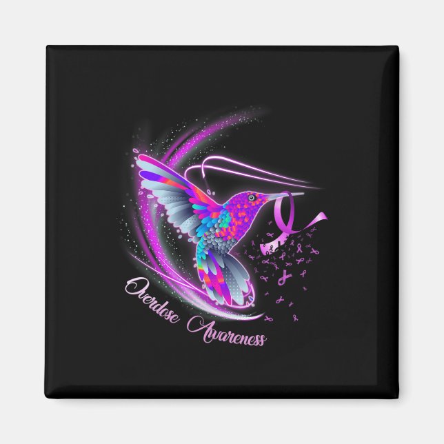 Aimant Colibri tenant un surdosage du ruban pourpre (Devant)